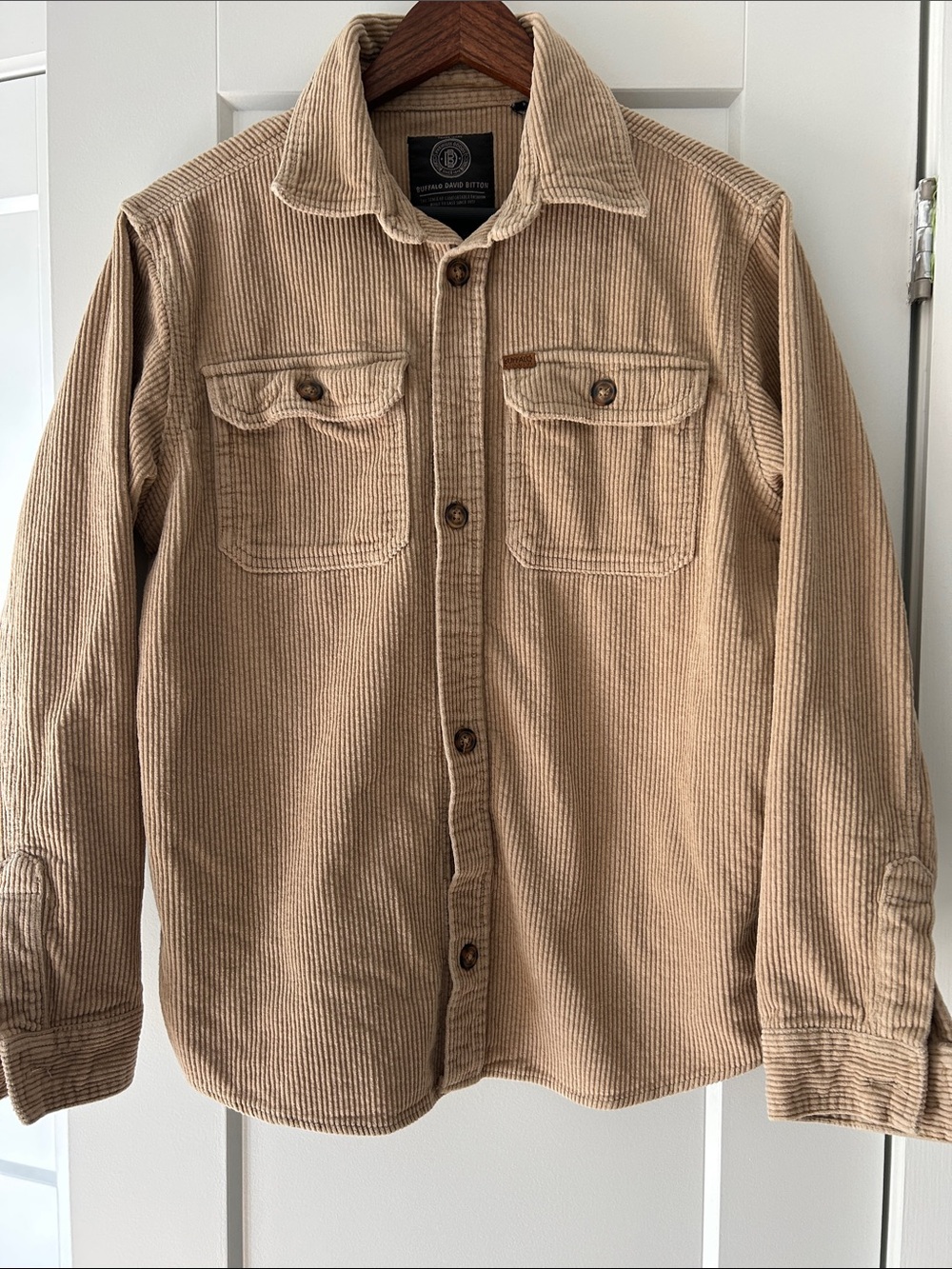 Buffalo David Bitton Tan Corduroy Button-Front Shirt Jacket